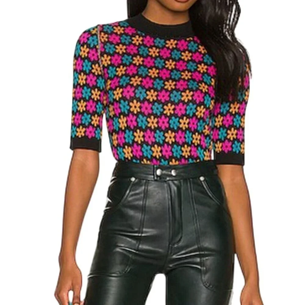 Free People Winter Warmer Bodysuit Black Motif Size XS